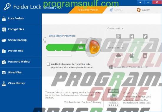برنامج قفل وتشفير وإخفاء المجلدات Folder Lock