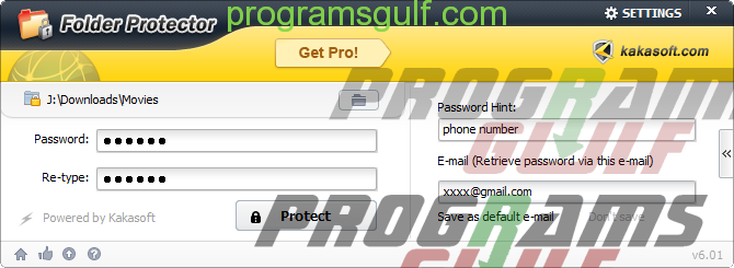برنامج حماية وتشفير المجلدات بكلمة سر Folder Protector