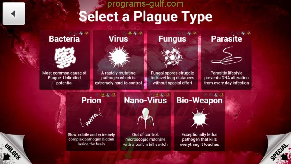 نواع فيروسات plague inc